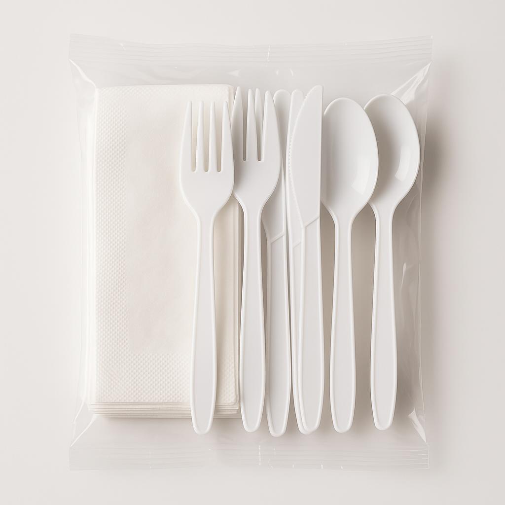 Plastik Çatal Bıçak Peçete Seti